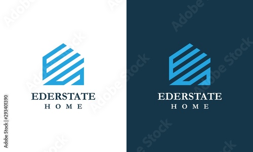 Modern logo design of letter E and S with blue background - EPS10 - Vector.