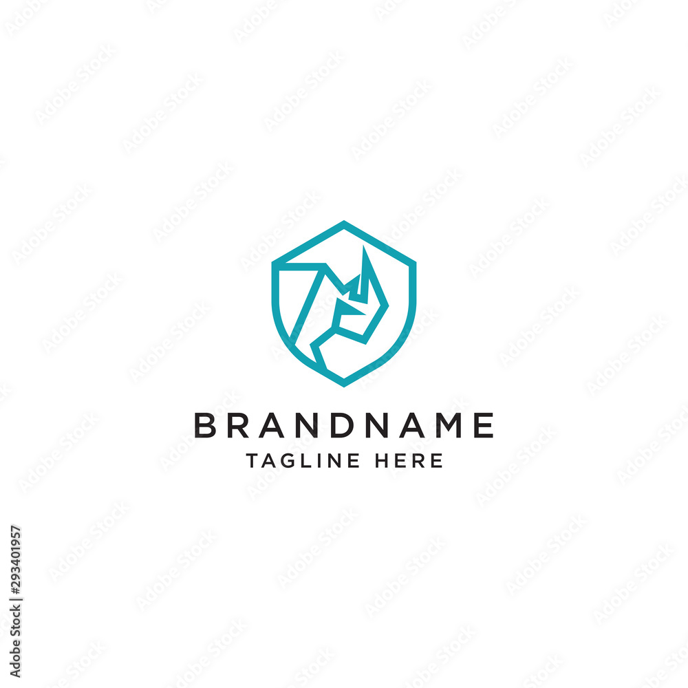 Rhino and Shield Logo Icon Design Template. Secure, Security, Line, Modern Vector Rhino and Shield Logo Icon Design Template. Secure, Security, Line, Modern Vector