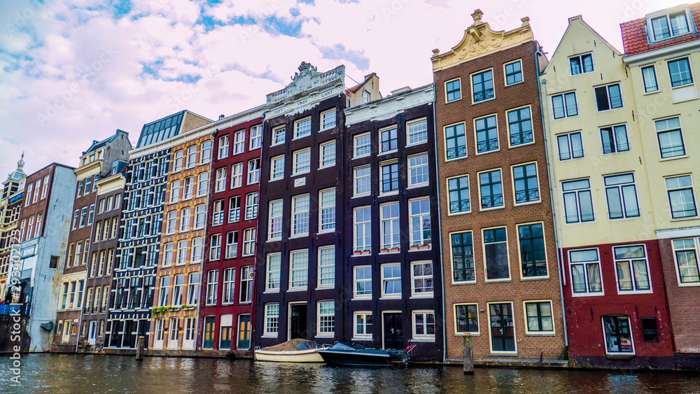 Beautiful facade on the river in the capital Amsterdam
