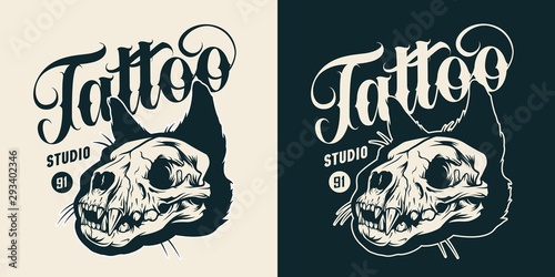 Tattoo studio monochrome vintage badge