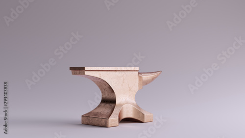 Bronze Traditional Anvil 3 Quarter Right View 3d illustration 3d render