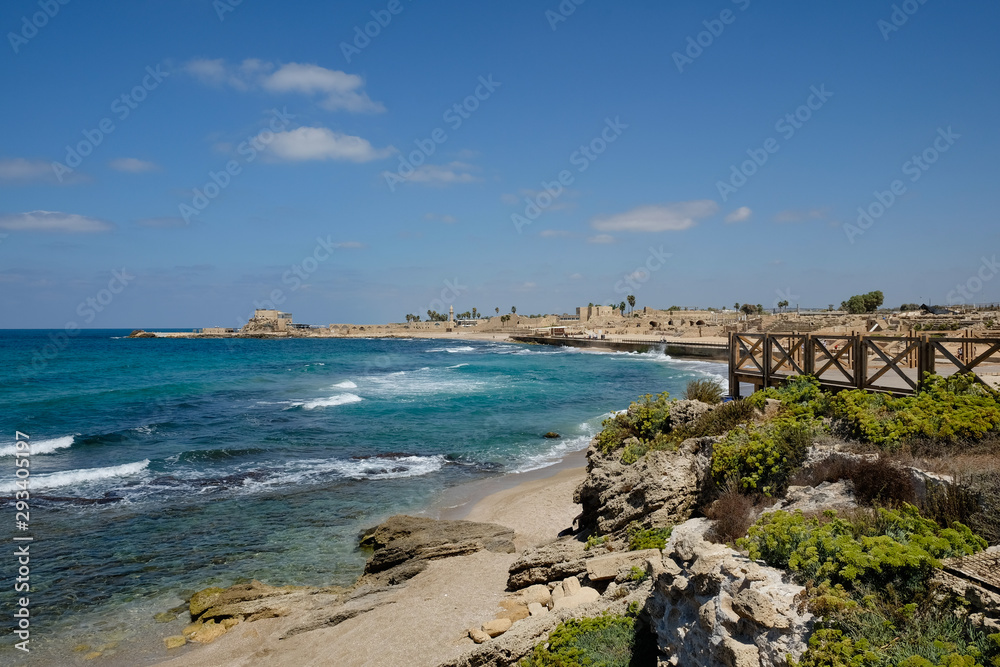 Coastal ancient port city of Caesarea in Israel