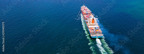 Cargo ships with full container receipts to import and export products worldwide photo