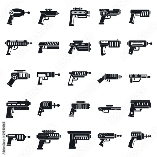Blaster gun icons set. Simple set of blaster gun vector icons for web design on white background