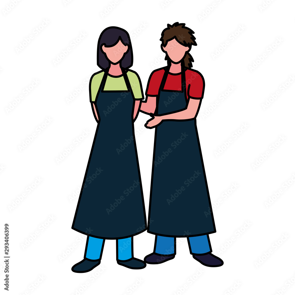 Isolated seller man and woman vector design Isolated seller man and woman vector design