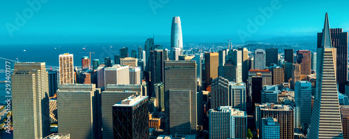 Downtown San Francisco aerial view of skyscrapers