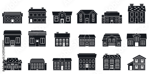 City cottage icons set. Simple set of city cottage vector icons for web design on white background