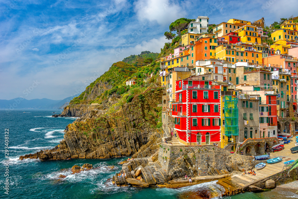 Colorful town on the rocks ,Cinque Terre, Liguria, Italy, Europe