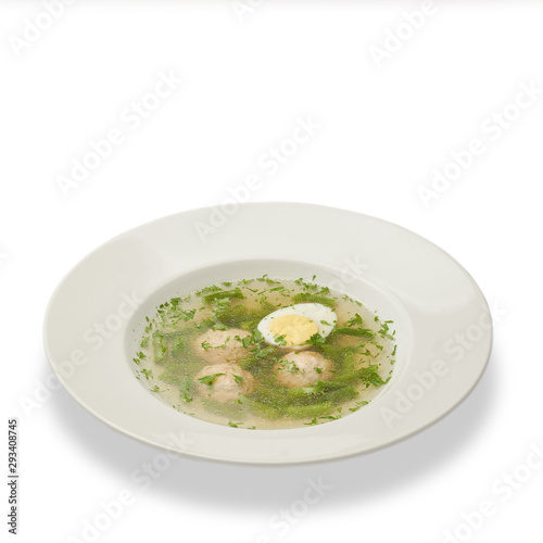 Soup with meatballs. Dietary food.