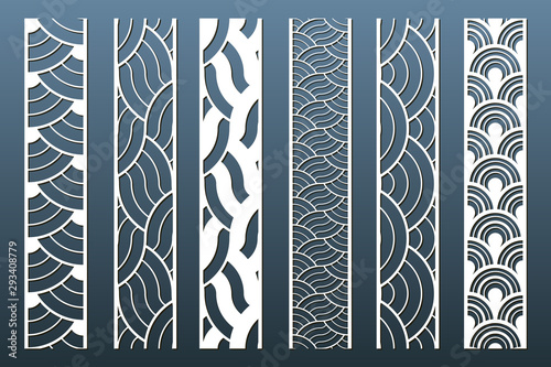 Borders for laser cutting, vector set of seamless patterns.