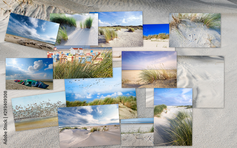 Φωτογραφία Collage of different photos of the North Sea island Langeoog in Germany:  tradit
