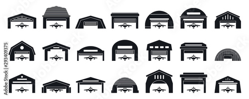 Hangar icons set. Simple set of hangar vector icons for web design on white background