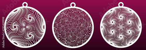 Decorative Christmas balls, set of templates for laser cutting