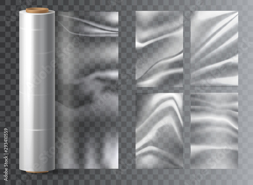 Isolated light polyethylene plastic food wrap