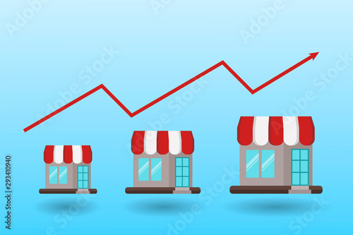 Step of hand collect the money in shop store. Vector flat