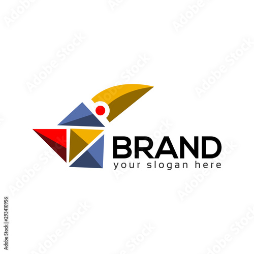 Geometry Colorful Toucan Stock logo template. Toucan icon.