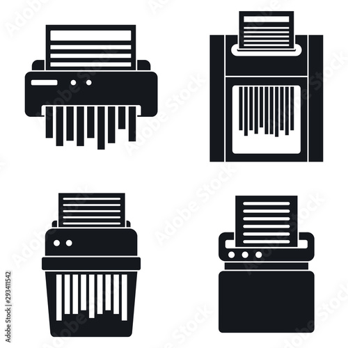 Paper shredder icons set. Simple set of paper shredder vector icons for web design on white background