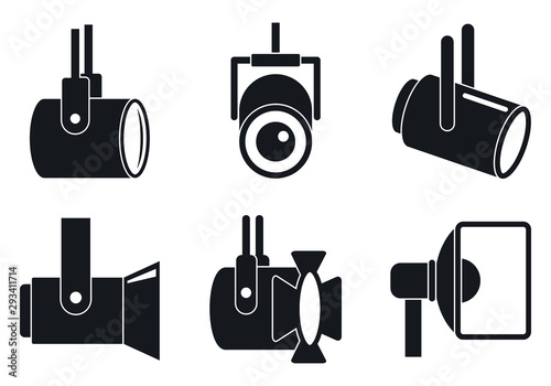 Spotlight icons set. Simple set of spotlight vector icons for web design on white background