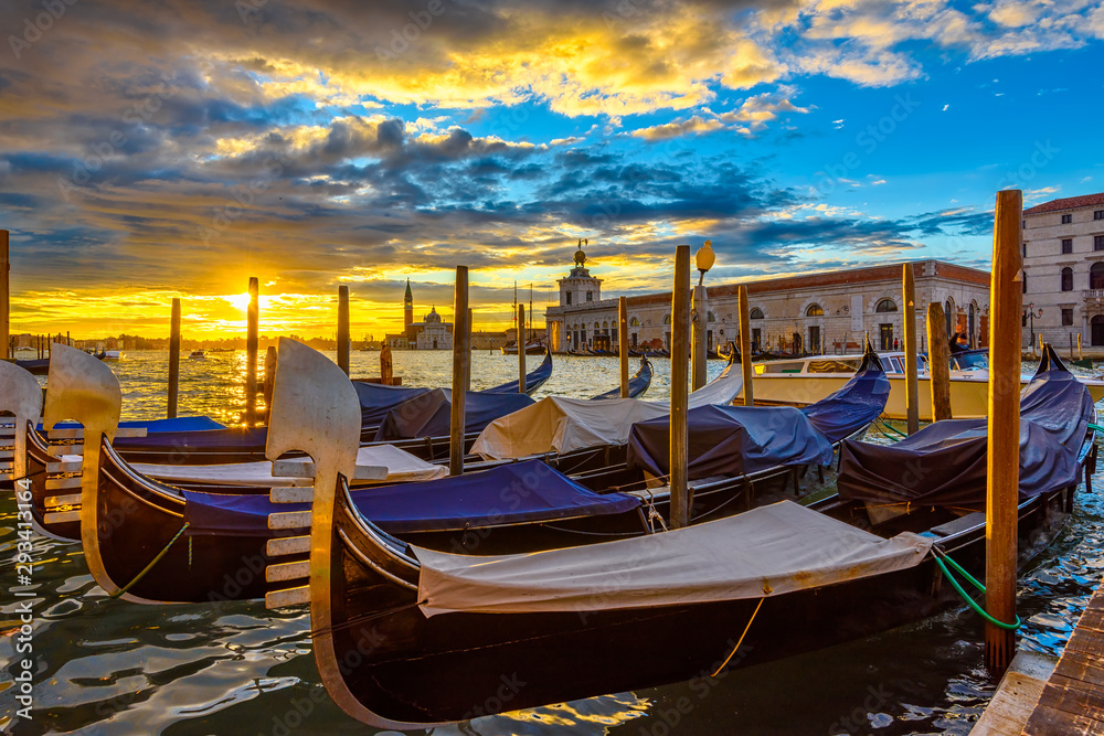 Canal Grande with Venice gondola in Venice at sunrise, Italy