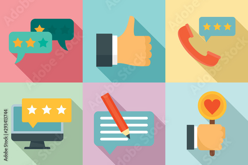 Feedback icons set. Flat set of feedback vector icons for web design