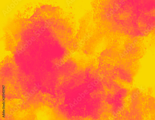 Red watercolor splash clouds on yellow background. Space for copy text.