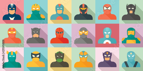 Canvastavla Superhero icons set