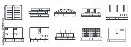 Pallet pan icons set. Outline set of pallet pan vector icons for web design isolated on white background photo