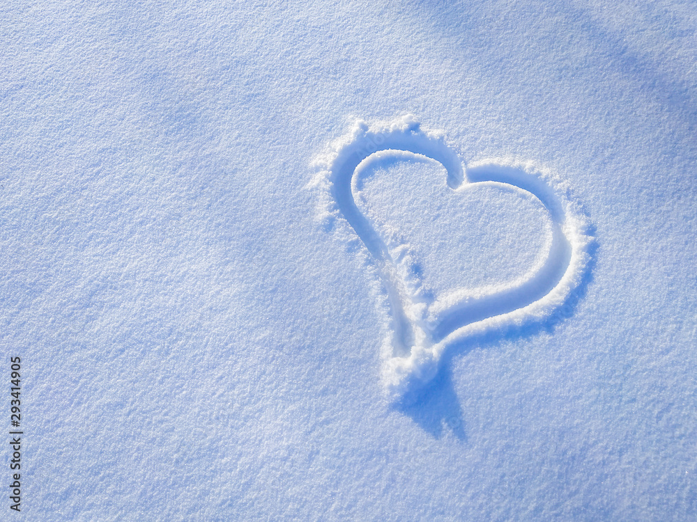 heart drawn on snow, thaw, frost, background heart drawn on snow, thaw, frost, background