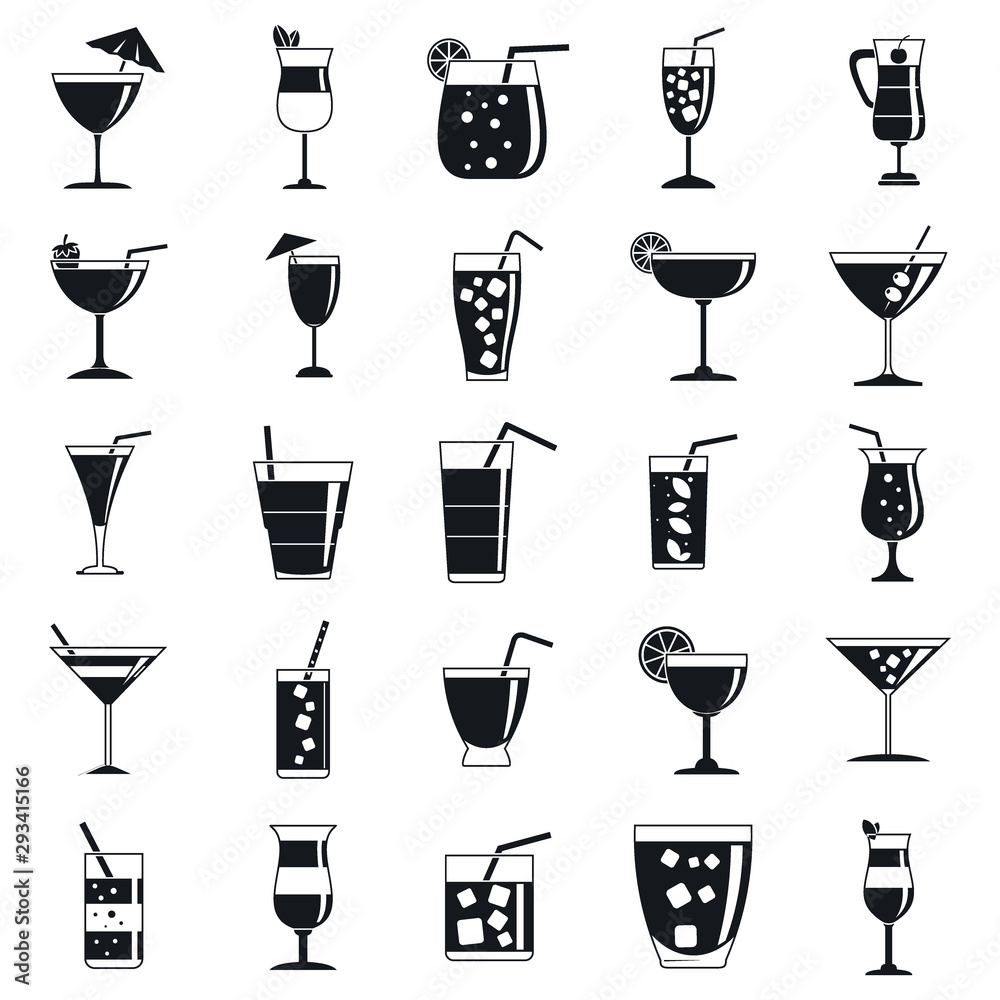 Cocktail drink icons set. Simple set of cocktail drink vector icons for web design on white background Cocktail drink icons set. Simple set of cocktail drink vector icons for web design on white background