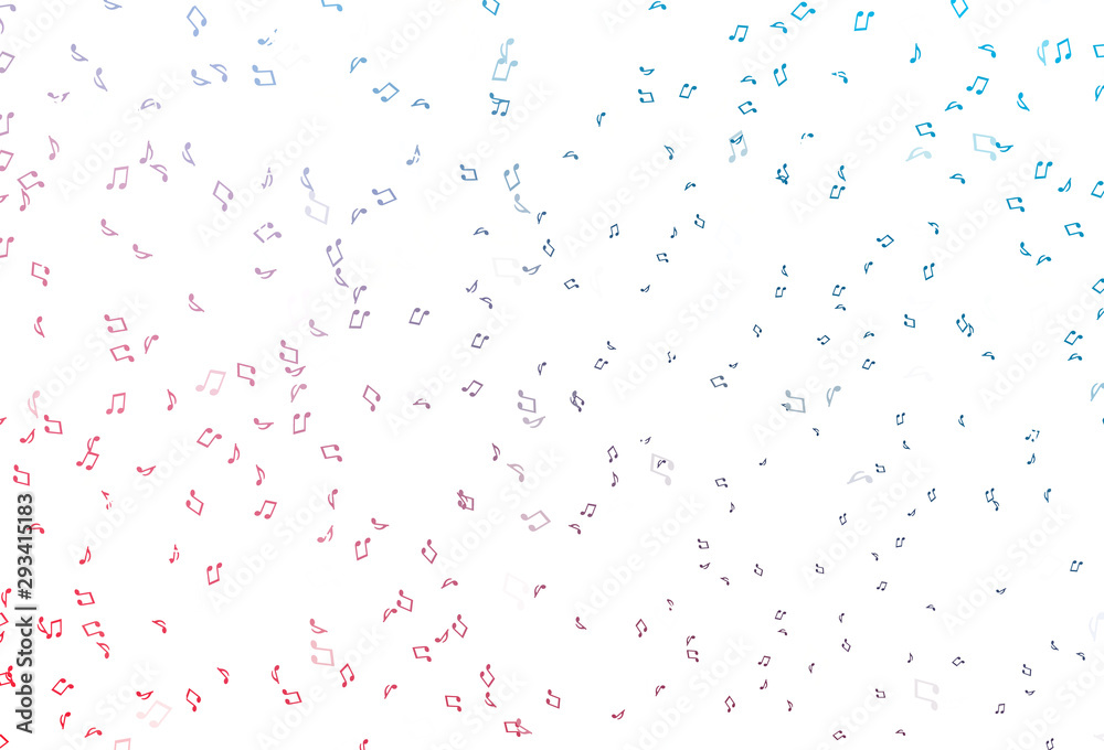 Light Blue, Red vector texture with musical notes.