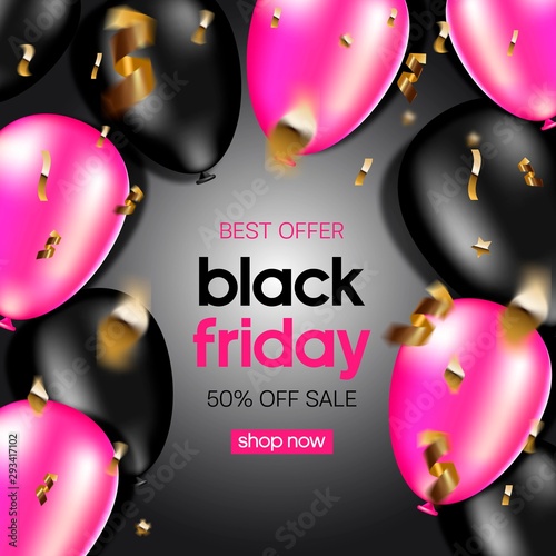 Black Friday Sale banner. Huge Discount banner.