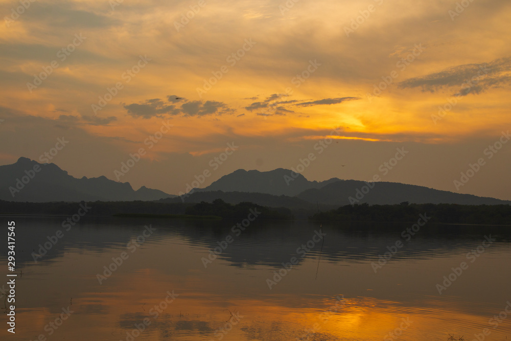 sunset over the lake