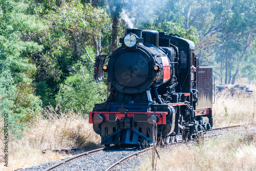 Historic steam train running on Maldon – Castlemaine route in Australia.