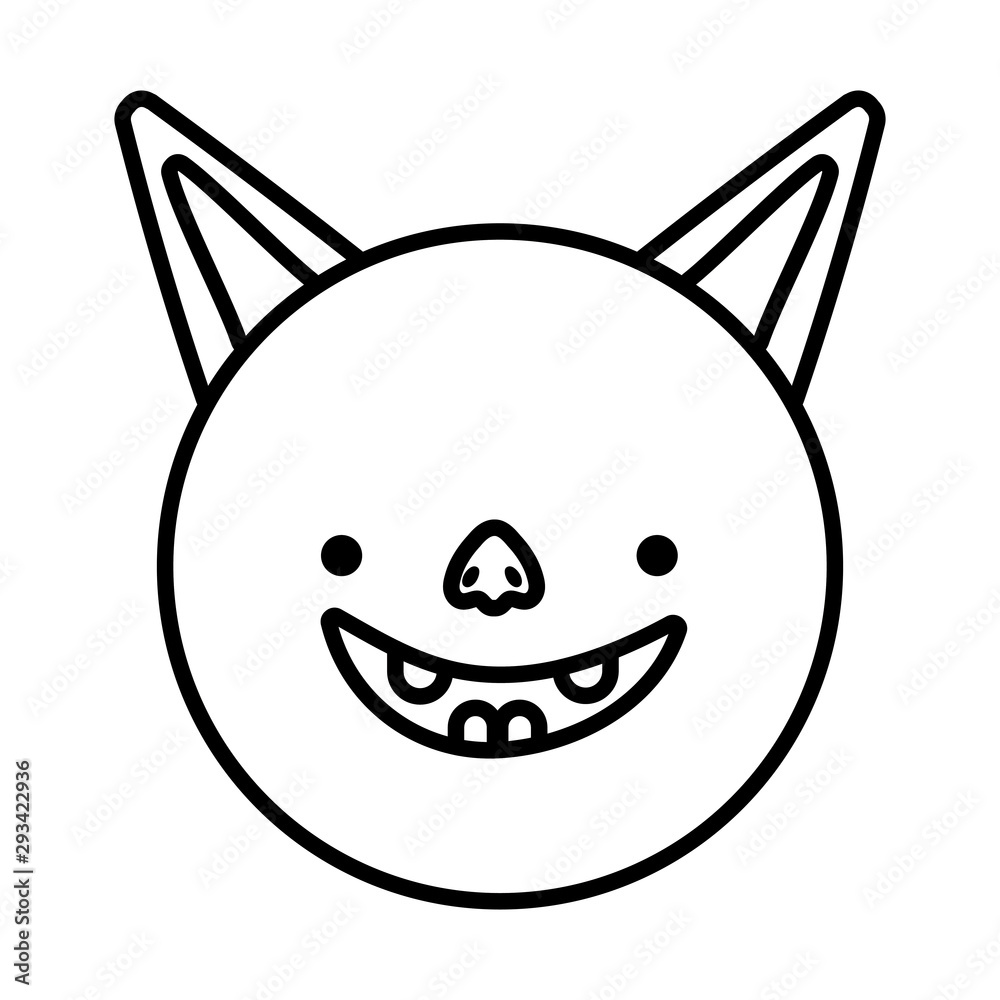 bat face cartoon icon design line image bat face cartoon icon design line image