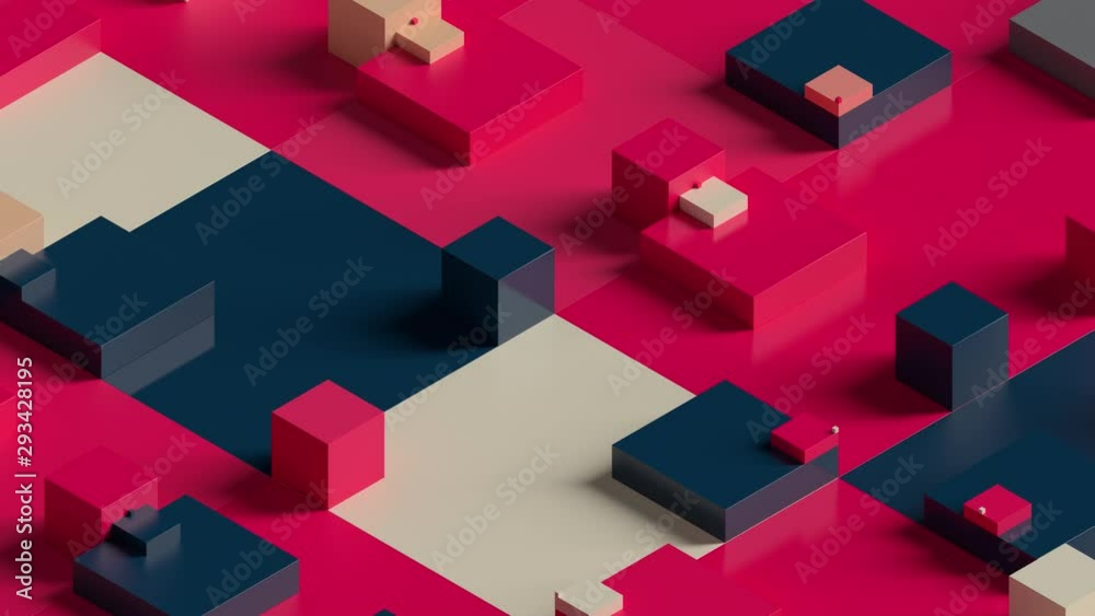 Abstract 3d render background made of rectangular shapes. Simple geometric forms.  Loopable sequence.