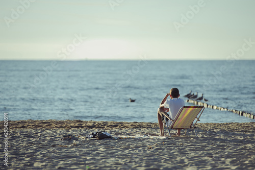 Beach lounger on the beach