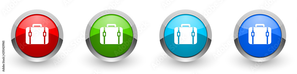 Bag silver metallic glossy icons, red, set of modern design buttons for web, internet and mobile applications in four colors options isolated on white background Bag silver metallic glossy icons, red, set of modern design buttons for web, internet and mobile applications in four colors options isolated on white background