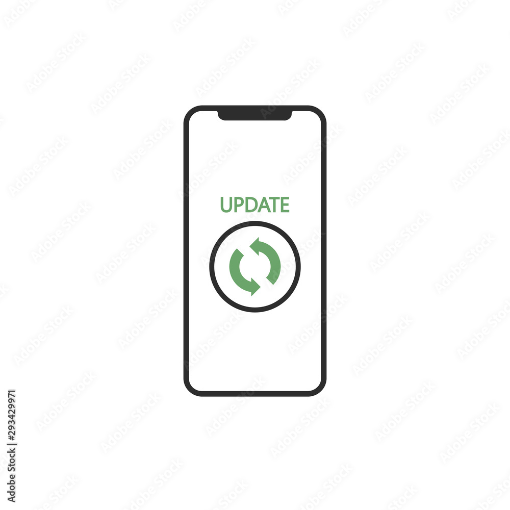 Smartphone with upgrade screen,vector on white background Smartphone with upgrade screen,vector on white background