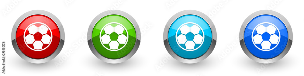 Soccer silver metallic glossy icons, red, set of modern design buttons for web, internet and mobile applications in four colors options isolated on white background Soccer silver metallic glossy icons, red, set of modern design buttons for web, internet and mobile applications in four colors options isolated on white background