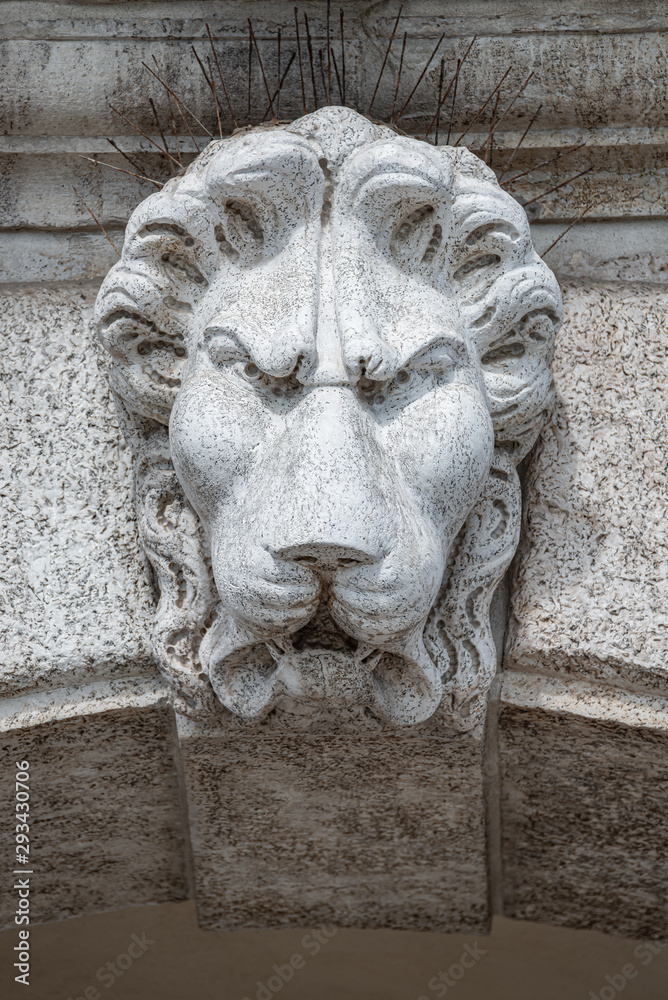 Ancient decoration element of scary lion head at roof of Basilica San Marco  and Doge Palace in Venice, Italy Stock Photo | Adobe Stock
