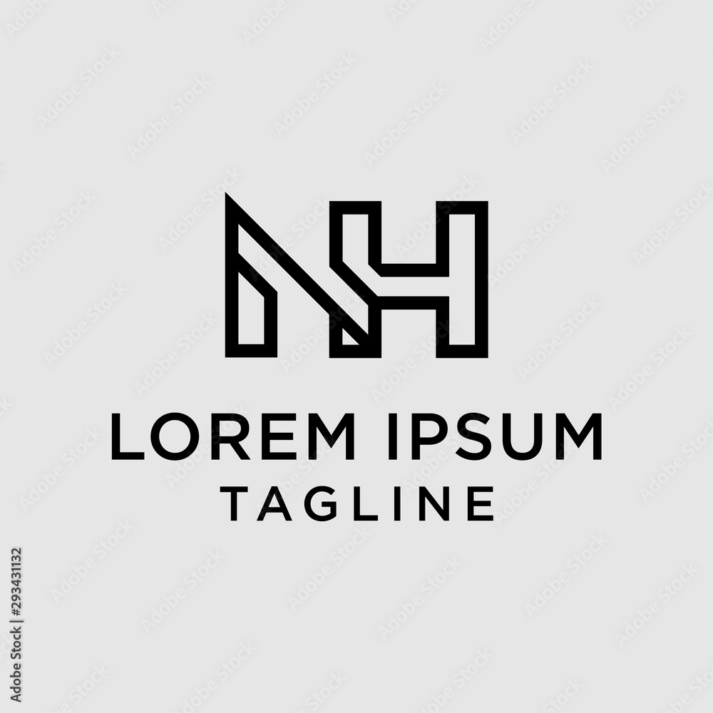 initial letter logo NH, HN logo template