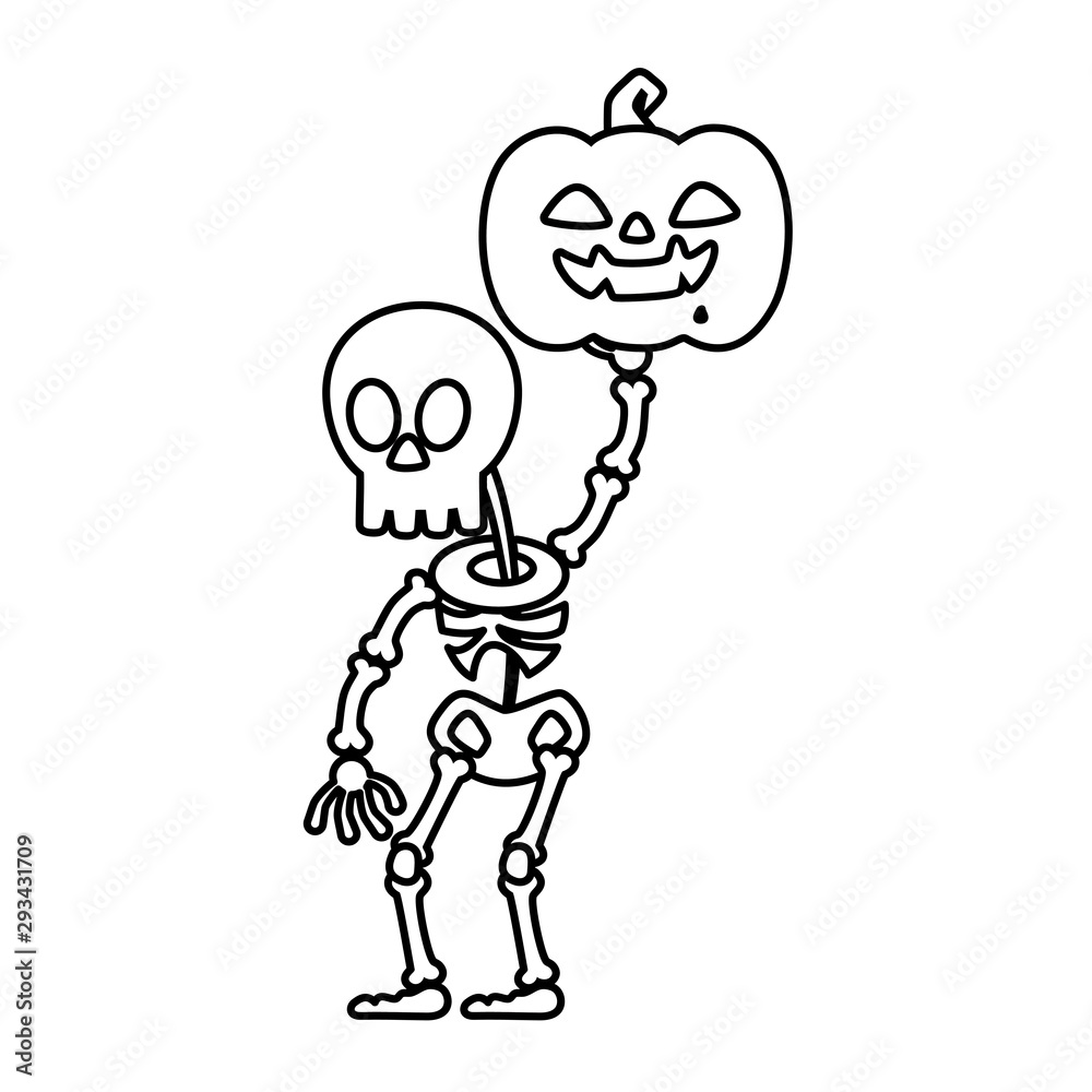 Fototapeta premium trick or treat - happy halloween line style
