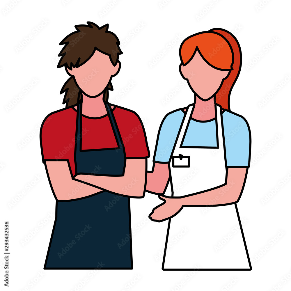 Isolated seller man and woman vector design Isolated seller man and woman vector design