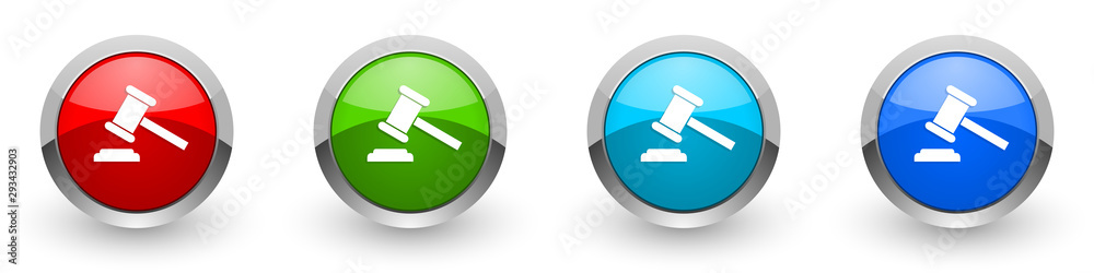Auction silver metallic glossy icons, red, set of modern design buttons for web, internet and mobile applications in four colors options isolated on white background Auction silver metallic glossy icons, red, set of modern design buttons for web, internet and mobile applications in four colors options isolated on white background