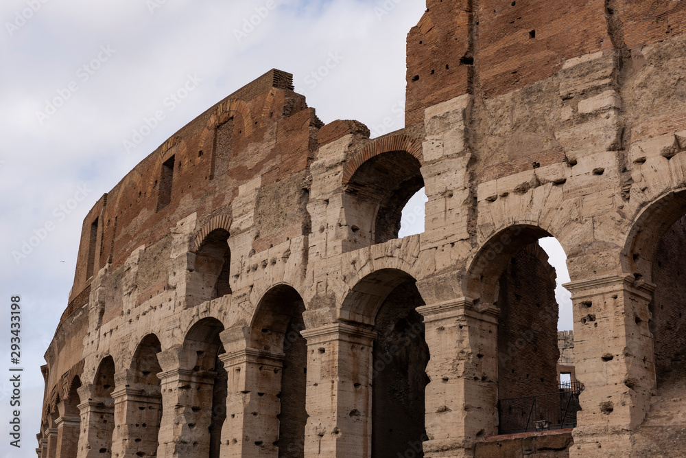 detail of the colosseum in Rome on a winter day