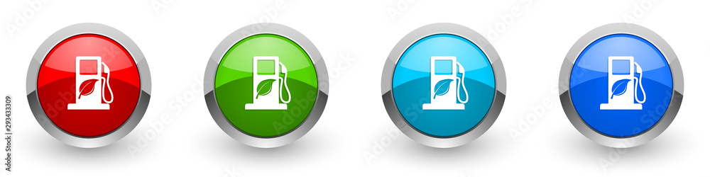Biofuel silver metallic glossy icons, red, set of modern design buttons for web, internet and mobile applications in four colors options isolated on white background Biofuel silver metallic glossy icons, red, set of modern design buttons for web, internet and mobile applications in four colors options isolated on white background