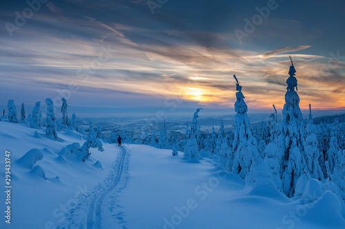 Winter sunset landscape. © pawelherman