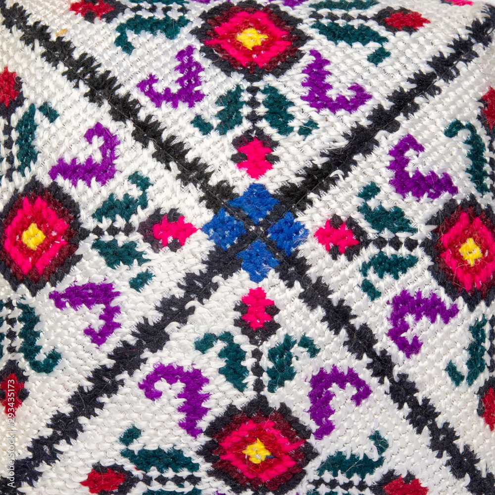 Handmade patterns on fabric. East style.