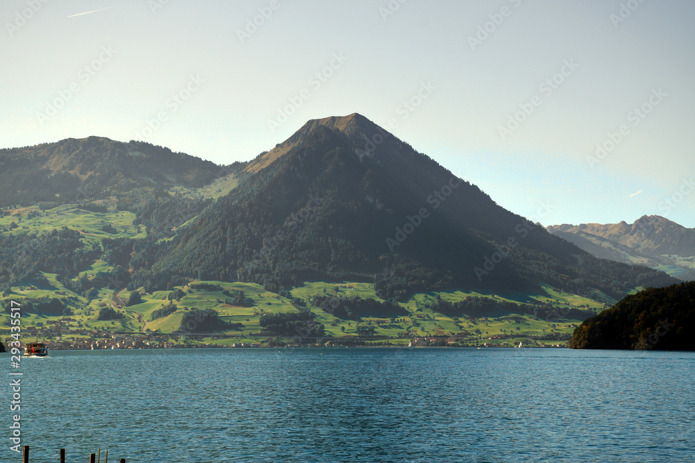 Landscape view from Vitznau of the beautiful Lake Lucerne from the lake shore Landscape view from Vitznau of the beautiful Lake Lucerne from the lake shore