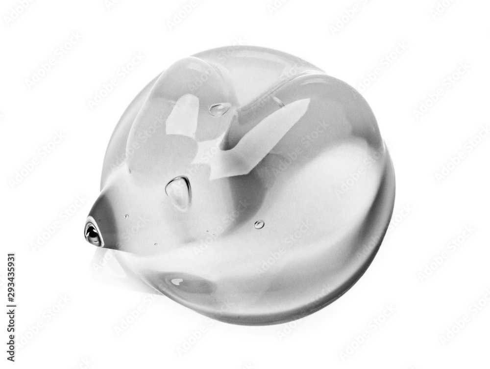 Fototapeta premium Squeezed cosmetic clear cream gel texture Iisolated on white background. Close up photo of transparent drop of skin care product. High Quality transparent gel with bubbles closeup on white background